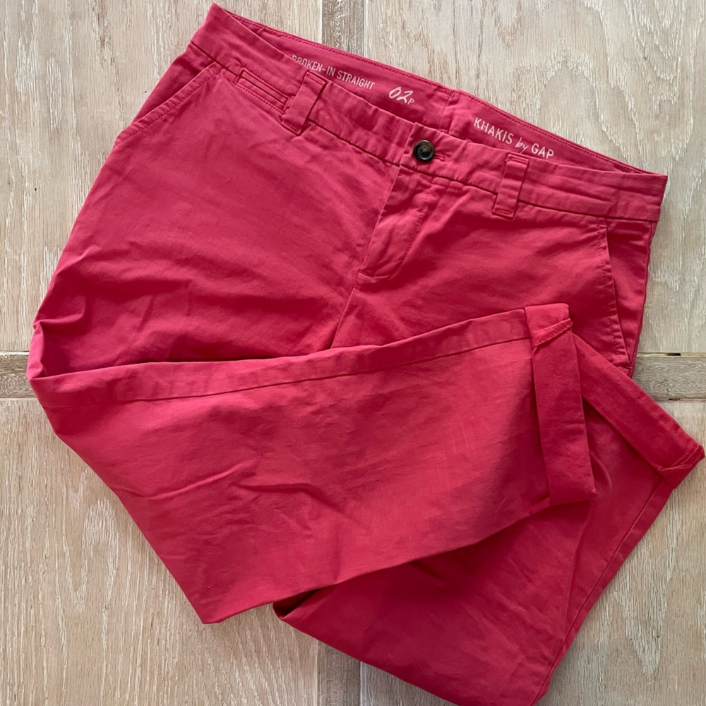 Gap Broken in straight khakis. Color Salmon